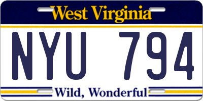 WV license plate NYU794