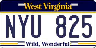 WV license plate NYU825
