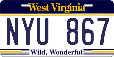 WV license plate NYU867