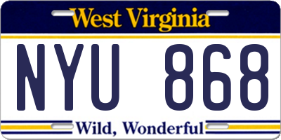 WV license plate NYU868