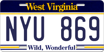 WV license plate NYU869