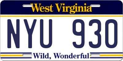 WV license plate NYU930