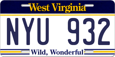 WV license plate NYU932