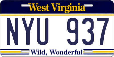 WV license plate NYU937
