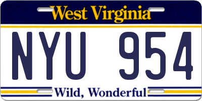 WV license plate NYU954