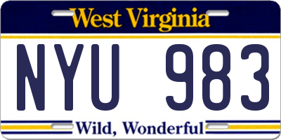 WV license plate NYU983