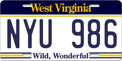WV license plate NYU986