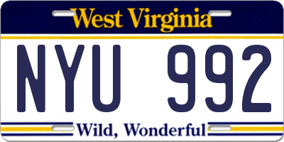 WV license plate NYU992