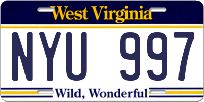 WV license plate NYU997