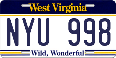 WV license plate NYU998