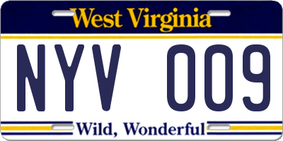 WV license plate NYV009