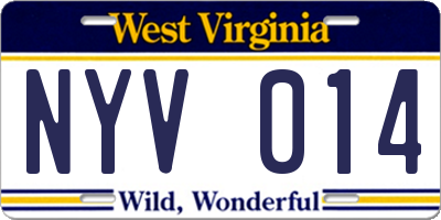 WV license plate NYV014