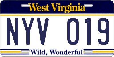 WV license plate NYV019