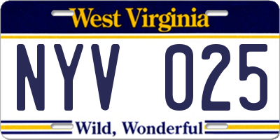 WV license plate NYV025