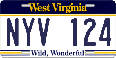 WV license plate NYV124