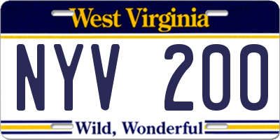 WV license plate NYV200