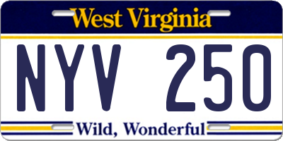 WV license plate NYV250