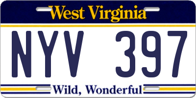 WV license plate NYV397