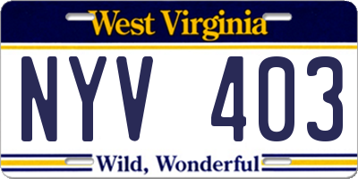 WV license plate NYV403