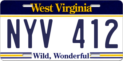 WV license plate NYV412