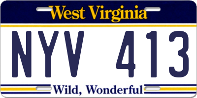 WV license plate NYV413