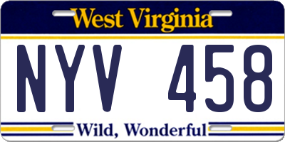 WV license plate NYV458