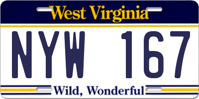 WV license plate NYW167
