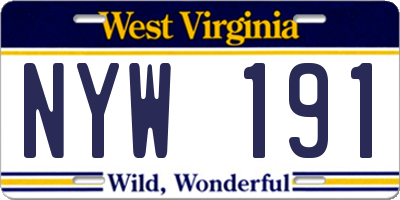 WV license plate NYW191