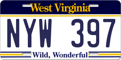 WV license plate NYW397