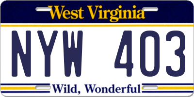 WV license plate NYW403