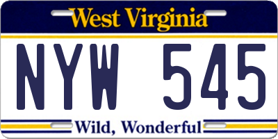 WV license plate NYW545
