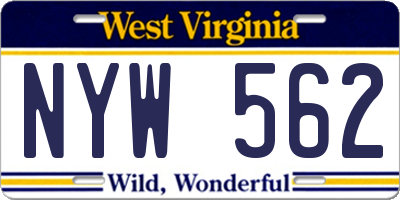 WV license plate NYW562