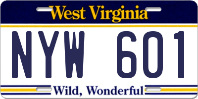 WV license plate NYW601