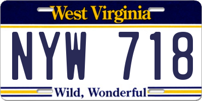 WV license plate NYW718
