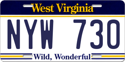WV license plate NYW730