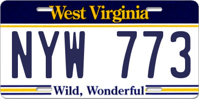 WV license plate NYW773