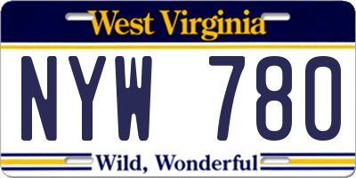 WV license plate NYW780