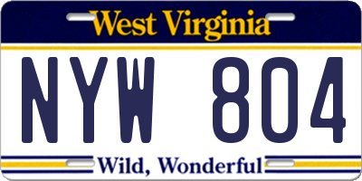 WV license plate NYW804