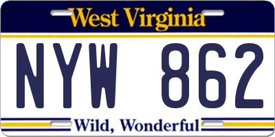 WV license plate NYW862