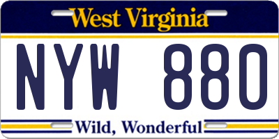 WV license plate NYW880