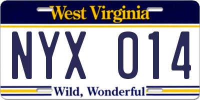 WV license plate NYX014