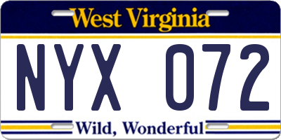 WV license plate NYX072