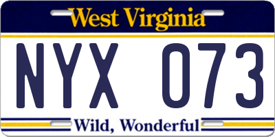 WV license plate NYX073
