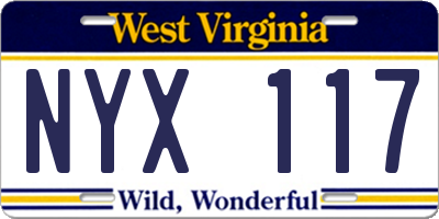 WV license plate NYX117