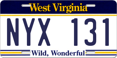 WV license plate NYX131