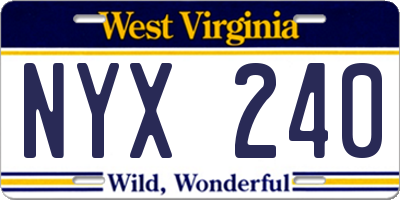 WV license plate NYX240