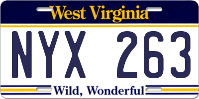 WV license plate NYX263