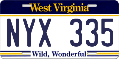 WV license plate NYX335