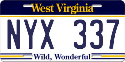WV license plate NYX337