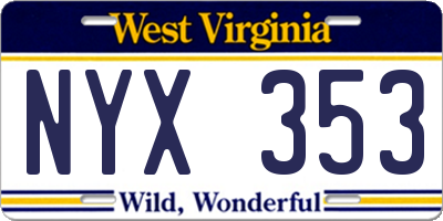 WV license plate NYX353